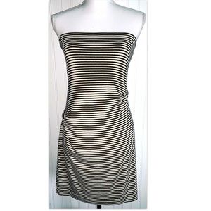 Nicole Miller Medium Dress Black Ivory Gold Stripe Bodycon M